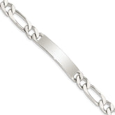 Sterling Silver 8.5inch Polished Engraveable Figaro Link ID Bracelet